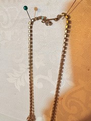 VINTAGE Eternity Rhinestone choker AB and Pink AB with AB clusters 15.5 inches