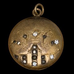 Antique Victorian 1880s Rhinestone Gold Filled Photo Locket Monogram “C” W&H Co