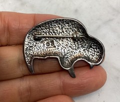 Vintage Shube 925 Sterling Silver Textured Buffalo Pin Brooch