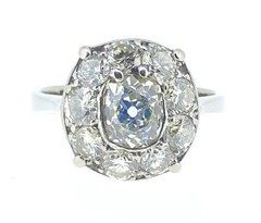 Vintage 1940s 2.72 Ct. Fancy Intense Yellowish Green Chameleon Diamond Ring