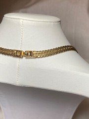 24″ flat texture link vintage gold tone necklace fold over clasp