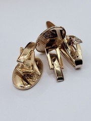Vintage Swank Mid-Century Gold-tone Cufflinks and Tie Bar Set in Orininal Box