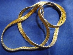 Vintage Medici Gold Silver Tone Thick flat 24″ Snake Chain Necklace