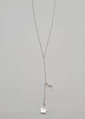 VTG 925 Moon Star Y Drop Necklace Adjustable 28in Sterling Silver 3.2g Celestial