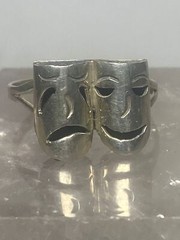 Tragic comic ring size 5.50 sterling silver tragedy comedy theatrical band theat
