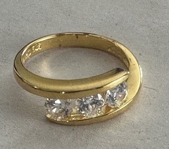 Ross Simons Gold Vermeil Over Sterling Silver 925 Crossover CZ Ring Size 7, 3.5g