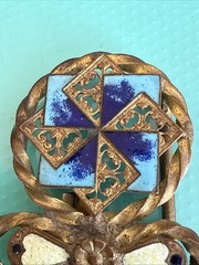 Antique French Brass Enamel Belt Buckle 2.75 “. Art Deco