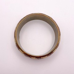 Vintage Copper and Brass Basket Weave Domed Wide Bangle Bracelet