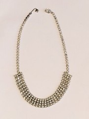 Vtg WEISS Sparkling Clear Rhinestones Square Shape Earrings & Necklace 15” Set