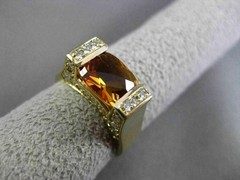 ESTATE LARGE 1.79CT DIAMOND & EXTRA FACET CITRINE 14KT YELLOW GOLD TENSION RING