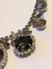 RARE Vintage JULIANA Huge Smokey Crystal Bib Style Statement Necklace Estate Pc