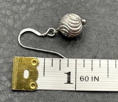 Vintage Sterling Silver Textured 9MM Ball Dangle Earrings Bali Style