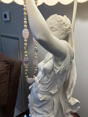 VINTAGE PEARL AND LAVENDER BEADS NECKLACE-21′ -EXCELLENT CONDITION