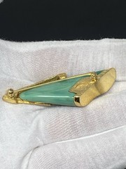 Givenchy Vintage Brooch Pin Green Stone Gold Setting 1979 New York Paris