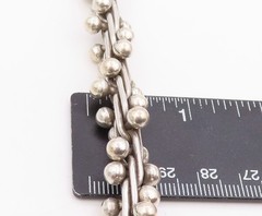 925 Sterling Silver Vintage Bracelet Modernist Twisted Bar & Ball Chain BT11958