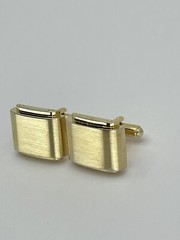 washed gold tone mens cufflinks rectangle bullet back