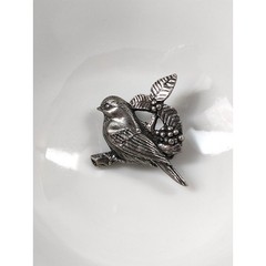 Lot 4 Vintage Birds & Blooms Pewter Pins 01-08 Cottage Limited Bird Hat Flowers