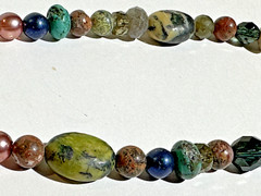 Lot (3) Green & Various Colors Stone Bead Necklaces