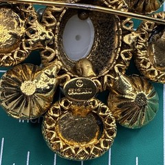 2 Inch Graziano Brooch Rhinestones And Faux Pearls.