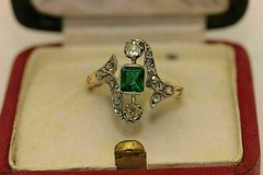 2.4Ct Art Deco Style Lab Created Diamond & Emerald Anniversary 14K Gold FN Ring