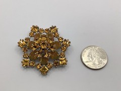 Vintage Silver Tone Topaz Pear & Square W/AB Oval Rhinestone Layered Star Brooch