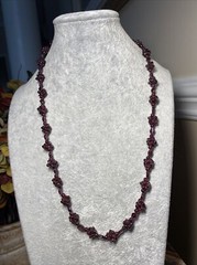 Genuine Almandine Garnet Unusual Cluster Station Bead Necklace Clasp-Free 26″