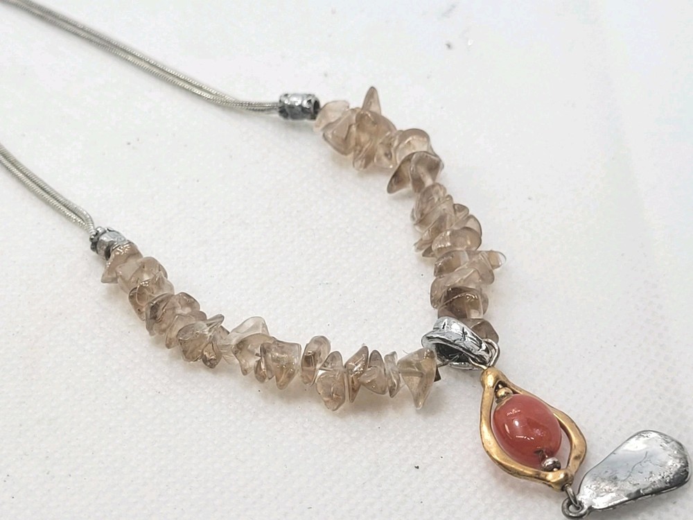 Vintage Multicolor Gemstone Necklace Pedant 16in.