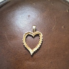 vintage fine silver cz Heart Pendant Charm, Round White Stones, Love Theme