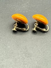 Vintage Marvella Clip On Earrings Orange Acrylic Signed Costume Jewelry