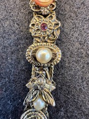 Gorgeous Vintage 1960’s GOLDETTE Gold Victorian Revival Slide Charm Bracelet