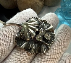 Vintage Soviet gilded brooch pin White