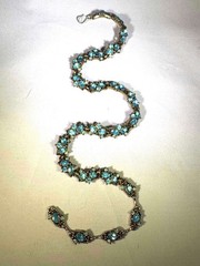 1950s MCM Signed Hollycraft Aqua Rhinestone Necklace Panel Choker Collector Rare