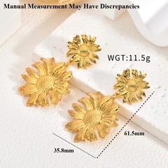 Waterproof Durable Lightweight Anti‑Oxidation Sunflower Stainless Steel Earrings
