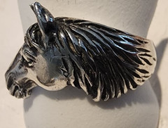 Vintage WTS 925 Sterling Silver Horse Head Ring Size 6.5 Equestrian Estate