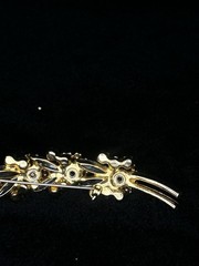 DeLizza And Elster D&E Juliana Pearl & Aurora Borealis Rhinestone Leaf Brooch