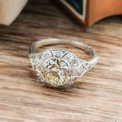2.50CT White Round Cut Simulated Diamond Art Deco Antique Style 925 Silver Ring