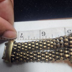 Vintage Antique Brass Tone Mesh Love Knot Bracelet Fold Over Clasp 7 Inch