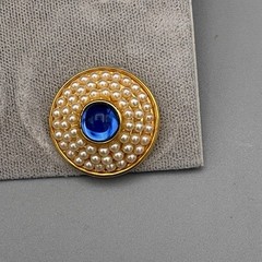 Metropolitan Museum of Fine Arts Boston Pierced Earrings Blue Gripoix Faux Pearl