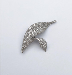 Glittering White 2.46CT Lab-Created Diamonds Pretty Leaf Design Women Brooch Pin