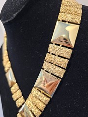 Vintage Monet Statement Necklace Pas d’or Gold Geometric 70s Runway Bold