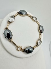 Antique Old VTG Gold Filled Tennis Bracelet White Topaz? Estate Sale Rare Read