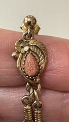 Vintage Southwestern Wm Wheeler WMCO Goldstone Gold Tone Feather Dangle Earrings