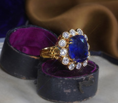 GIA Sapphire Diamond Certified 18K No Heat Ceylon Blue Fine Huge Ring 12.04 Cts!