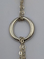 FAS Vtg Sterling 925 Oval Ring 2 Strand Flat Marquise Shape Link Chain Bracelet