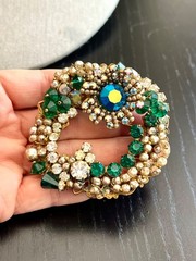 Incredible Vintage 40’s Robert Bracelet Brooch Earrings Pearls Glass Beads etc