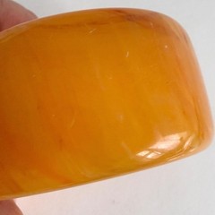 Vintage lucite acrylic bracelet orange swirl wide 1.5 chunky translucent