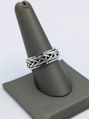 Vtg 925 Sterling Silver Braided Spinner Ring Size 8.75 Unisex Fidget Worry Band