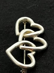 Tiffany & Co Triple Heart Brooch Pin Sterling Silver 925 Open Heart Design 1984