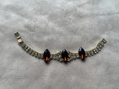 Vintage Amber Marquise Rhinestone Bracelet 7″ Julianna?