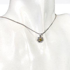14K Solid White Gold Lab-Created Yellow Spinel Sun Pendant Necklace, 0.2 CTW